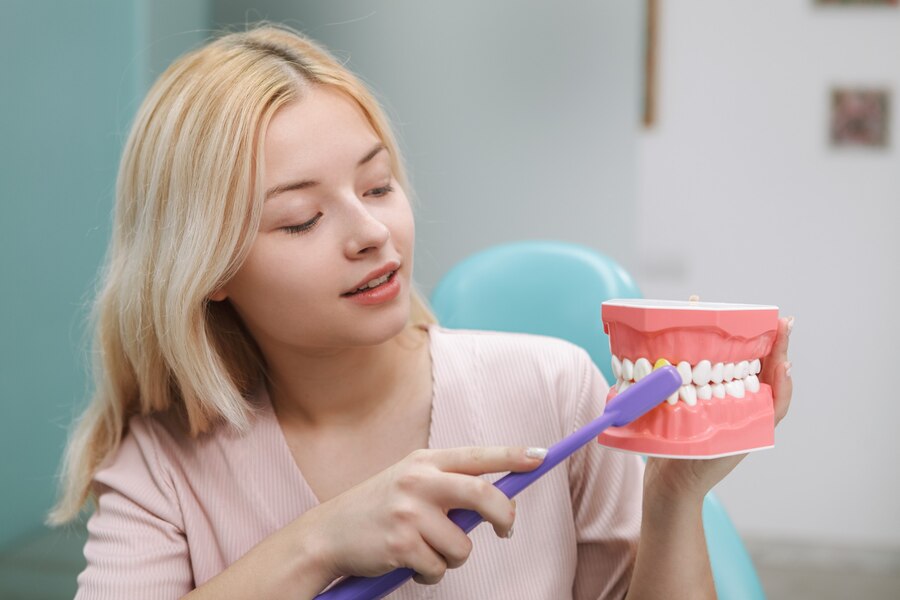 Brushing or flossing
